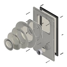 Afwerkplaat wit (RAL 9003) 400 x 230 mm met opening voor multidiameters; ø60, ø80, ø100, ø125